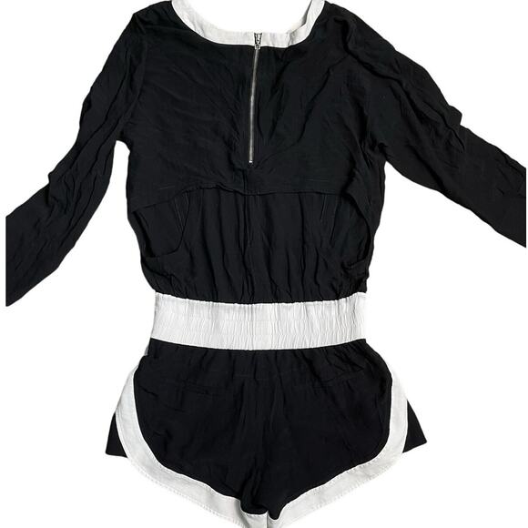 Helmut‎ Lang Axio Crepe Playsuit Romper Shortall Black & White Size Small Petite - Picture 11 of 16